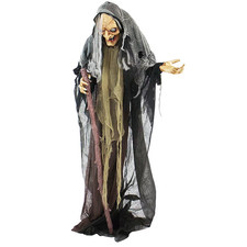 LIFE-SIZE TALKING WITCH HALLOWEEN ANIMATRONIC WITH LIGHTS & SOUND picture