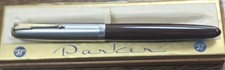 Vintage Parker 51 Double Jewel Chrome Cap Burgundy Body Pen picture