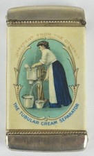 ANTIQUE c1910 SHARPLES TUBULAR CREAM SEPARATOR CO. MATCH SAFE - CELLULOID WRAP picture