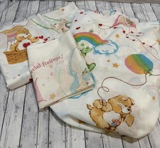 VTG Care Bears Twin Sheet Set Kites Balloon Rainbow 80s picture