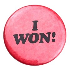 I Won Pin Button Vintage Pinback Pink picture