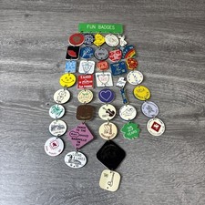 Vintage Fun Dangles Hanging Tags Lot Of 39 Fun Badges Dance Cure Wish Variety picture
