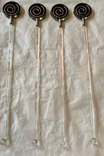 Nestle Coffe Mate Stir Swizzle Sticks Metal Acrylic Black Silver Strudel Vintage picture