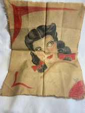 WW2 Pinup Tapestry 1940's Hand Drawn Signed By Jackie Ludgen OOAK In Theater picture
