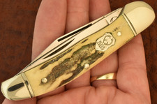 VINTAGE BUCK CREEK SOLINGEN GERMANY GENUINE STAG COPPERHEAD KNIFE (36181) picture