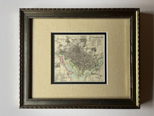 1908 Map of WASHINGTON DC fm Johnstons World Atlas, Framed/Dbl Mat SEE DESCRIP picture