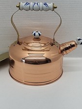 Vintage 1960s Cooktime Copper Teapot Ceramic Accents NEW IN BOX picture