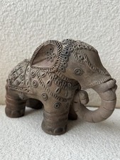 Vintage Khmer Cambodian Terracotta Elephant Pottery Folk Art Sculpture 9” picture