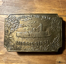 Bergamot Brass Works Mississippi River Western Americana Metal Belt Buckle picture