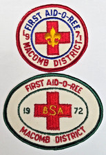 VTG 1971 1972 Boy Scouts First Aid O Ree Patches Macomb District Lot of 2 picture