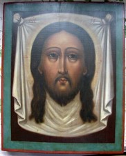 RARE 19c RUSSIAN BIG ICON OF HOLY FACE VERNICLE picture