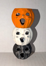 3 Dollhouse Miniature mini Halloween paper mache style Jack O lanterns choir boy picture