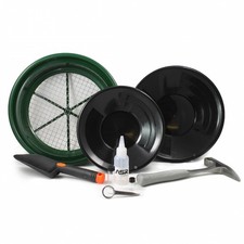 ASR Outdoor 9 Piece Complete Gold Panning Kit, Classifier Sifter Vials - Black picture