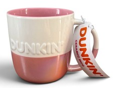BRAND NEW DUNKIN' DONUTS - WINTER 2024 LARGE 20 OZ OMBRE PINK CERAMIC MUG picture
