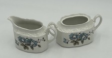 Vtg Creamer & Sugar Staffordshire England Ironstone Blossomtime No Lid Table set picture