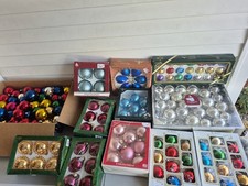 VINTAGE CHRISTMAS TREE GLASS ORNAMENTS MIXED LOT picture