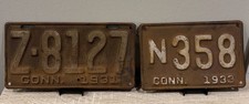 1933 Connecticut License Plate Pair Front Rear Vintage Antique CT Auto Tag LA288 picture