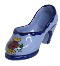 Vestal Portugal Ceramic High Heeled Shoe Blue Figurine 1039 Hand Painted picture