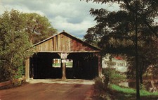 PULP MILL COVERED BRIDGE POSTCARD MIDDLEBURY VT VERMONT 1960s picture