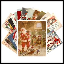 Vintage Christmas Postcard Set 24 Reprint Retro Illustrations for Holiday Gre... picture