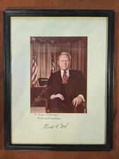 President GERALD R FORD Signed Dedication & Photo in 12x10 Frame, Preowned picture