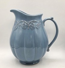 Longaberger Pottery Vintage Vine Blue Mist Pitcher 96 Ounce Discontinued Retired picture