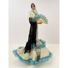 Vintage Marin Chiclana Spanish Flamenco Dancer Doll Turquoise Polka Dot Dress picture