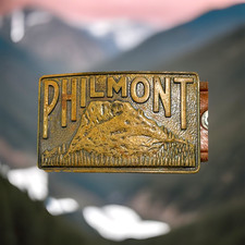 VTG Philmont Scout Ranch Leather Belt 32 Cimarron NM Tooth of Time Brass Buckle picture