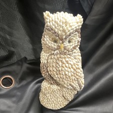 Vintage 10.5” Seashell Owl Statue - Large Mid-Century Coastal Folk Art Figurine  picture