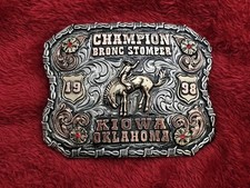 Bronc Riding☆1998☆RODEO CHAMPION TROPHY BUCKLE☆X~TREME☆Kiowa Oklahoma☆RARE☆694 picture