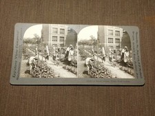 VINTAGE STEREOVIEW STEREOSCOPE CARD SCHOOL GARDENING PHILADELPHIA PA picture
