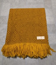 Vtg 1960s PENDLETON Wool Blanket Throw Diamond Twill Pattern Orange Brown picture