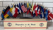 Vintage Annin Flagmakers Mini World Desk Top 25 Pc 4x6 Flag Set & Black Stand picture