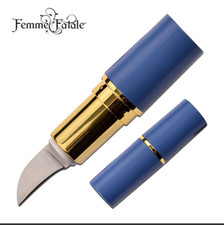 2.75” Ladies Blue Handbag pocket Knife  1” Hawkbill blade NEW in Box picture