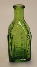 Vintage Chief Wahoo Electric Tonic Green Glass Bottle 3