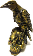 PTC 6 Inch Steampunk Inspired Raven on Skull Resin Statue Figurine picture