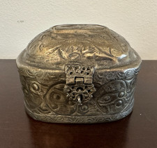 Hand Chased Copper On Brass Embossed Trinket Box picture