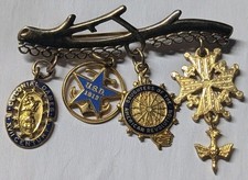 Sterling DAR Brooch w/4 Gold Fill Pendants Daughters of the American Revolution picture
