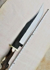 25” Premium Forged Steel Hunting Bowie Knife Crown Stag Antler Handle W/ Sheath picture