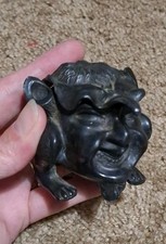 ANTIQUE DEVIL IMP GARGOYLE Metal Ink Well Inkwell with ORIGINAL GLASS LINER  picture