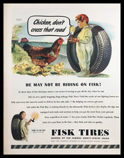1945 Fisk Tires Famous Safety-Stripe Tread Vintage Print Ad picture