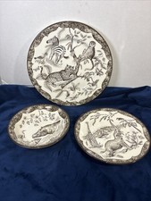 Lynn Chase African Inspirations Brown 3 Pc Plate Salad Bowl England Wildlife picture