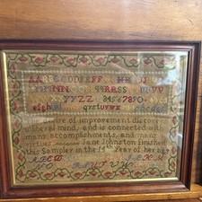 Sampler  Estimated From 19th Century Jane Johnson 14yrs Framed In Walnut Frame picture