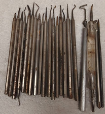 Antique Dental Tools Lot 21 Picks Scalers Huebler Hartzell Suter ClevDent picture