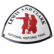 Vintage Lewis & Clark Porcelain Sign - National Historic Trails Advertising picture