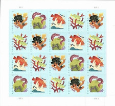 USPS Coral Reef Postcard Sheet of 20 POSTAGE STAMPS picture