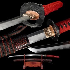 Japanese Katana Dragon Warrior Hand Forged Sanmai Steel Clay Tempered Full Tang picture