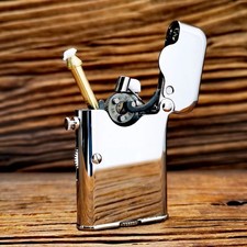 Vintage Brass Fuel Oil Lighter Mechanical Lift Windproof Pocket EDC Gift Men NEW picture