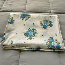 Vintage Twin Flat Sheet Blue Floral American Maid No Iron Muslin Preowned Myatt picture