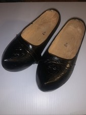 Vintage Hand Carved Dutch Wooden Clogs/Sabots on 3 Heels picture